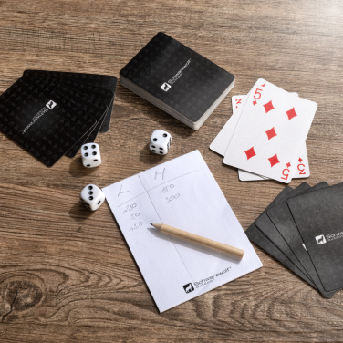 Logotrade corporate gift picture of: Set of playing cards and dice MURRAY Schwarzwolf