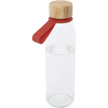 Logo trade promotional gift photo of: Porto 500 ml glass water bottle with silicone handle and bamboo lid