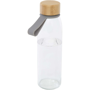 Logo trade promotional gift photo of: Porto 500 ml glass water bottle with silicone handle and bamboo lid