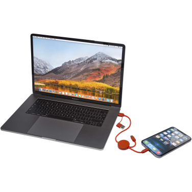 Logotrade promotional giveaway image of: Citala 5-in-1 recycled plastic 30 cm data sync and 27W fast charge cable