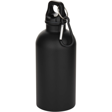 Logo trade promotional gifts picture of: Oregon 400 ml matte RCS recycled single wall stainless steel water bottle with carabiner