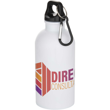 Logotrade promotional product picture of: Oregon 400 ml sublimation RCS recycled single wall stainless steel water bottle with carabiner