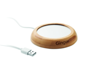 Logo trade promotional item photo of: Bamboo mug warmer with USB
