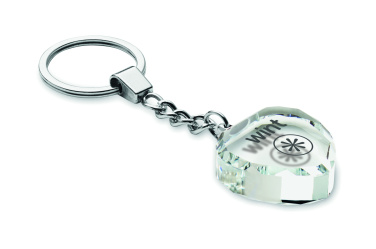 Logo trade promotional gifts image of: Glass heart award key ring