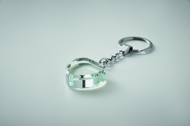 Logo trade promotional gifts image of: Glass heart award key ring