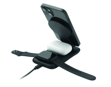 Logo trade business gifts image of: 3 in 1 wireless charger 15W