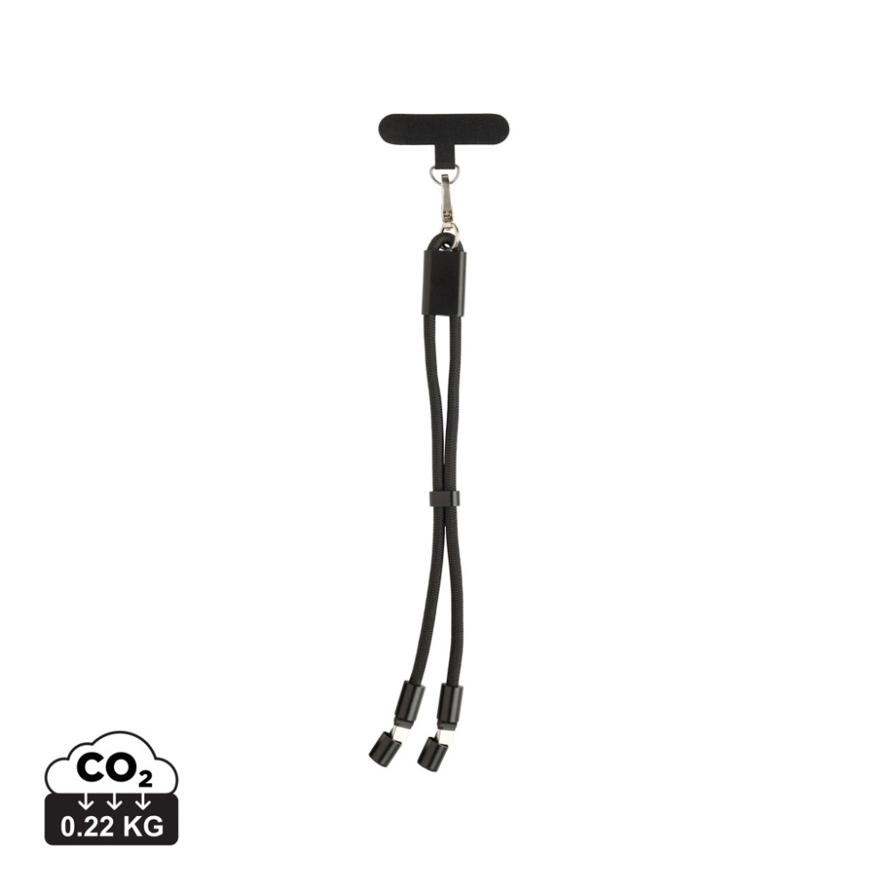 Logotrade business gift image of: LoopAmp RCS RPET adjustable phone wrist strap 60W cable