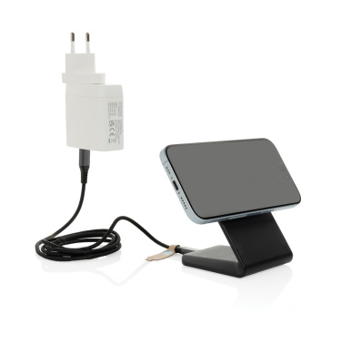 Logo trade promotional merchandise picture of: VoltPerch RCS recycled plastic 15W magnetic wireless charger