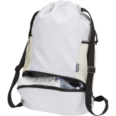 Logo trade corporate gifts picture of: Nomad GRS recycled sports drawstring bag with bottom compartment 18L