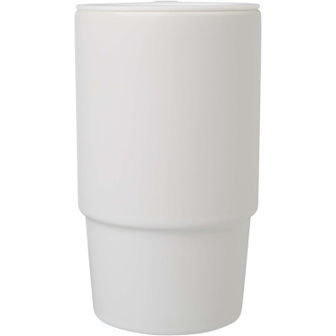 Logo trade promotional gift photo of: Carter 450 ml ceramic mug with plastic lid