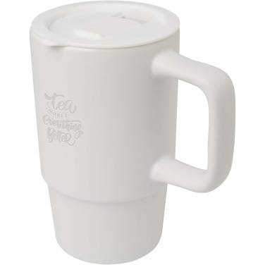 Logo trade promotional merchandise image of: Carter 450 ml ceramic mug with plastic lid