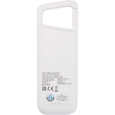 Logotrade advertising products photo of: Alkes 5000 mAh 12W recycled plastic water resistant power bank with carabiner
