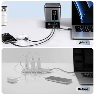 Logo trade promotional item photo of: Urban Vitamin Sacramento 105W GAN charger+retractable cables