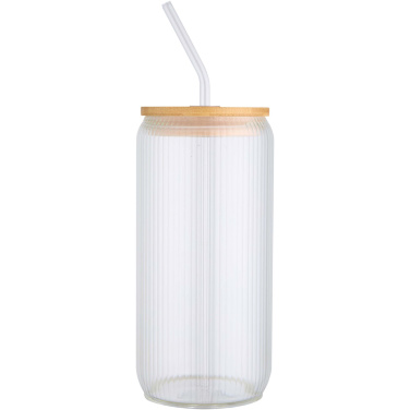 Logo trade business gifts image of: Mirage 500 ml single-walled borosilicate glass jar with bamboo lid