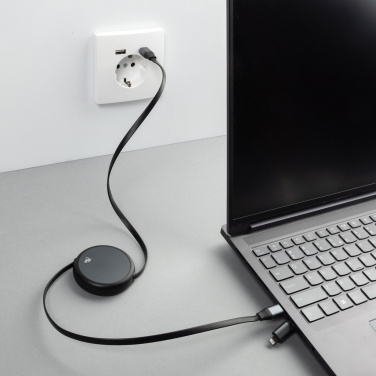 Logotrade promotional gifts photo of: Terra RCS recycled aluminium retractable 240W 2-in-1 cable