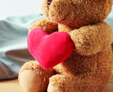 Logo trade promotional merchandise picture of: Teddy bear with heart 23cm