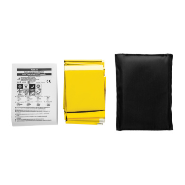 Logo trade corporate gift photo of: Solra emergency blanket in RCS recycled RPET pouch