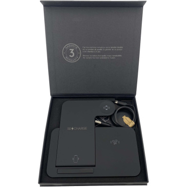 Logo trade promotional giveaways image of: SCX.design W28 3-in-1 wireless charging base with phone stand