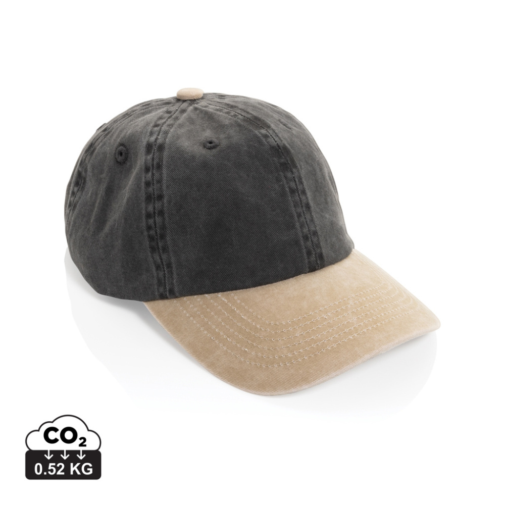 Logotrade promotional gift image of: BEAU AWARE™ Washed 6 panel 270gsm cotton twill two tone cap