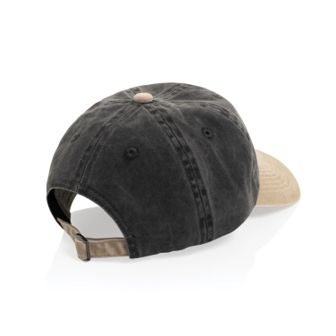 Logo trade promotional gift photo of: BEAU AWARE™ Washed 6 panel 270gsm cotton twill two tone cap