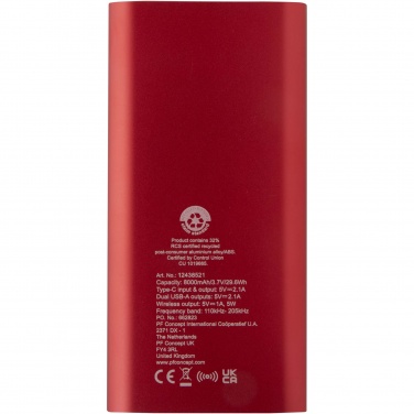 Logotrade meene foto: Juice 8000 mAh Type-C taaskasutatud alumiiniumist juhtmevaba toitepank