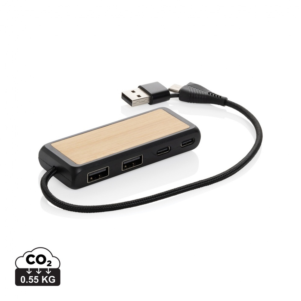 Logotrade reklaamkingid pilt: Link RCS-i taaskasutatud plastist ja bambusest kahe sisendiga USB-jaotur