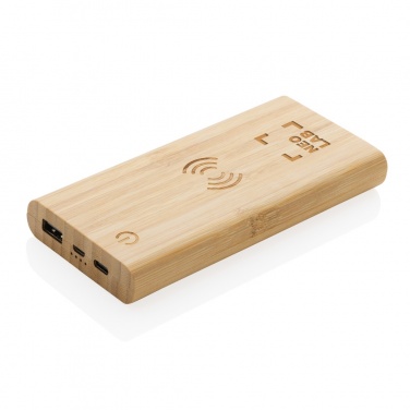 Logotrade firmakingituse foto: Bambusest 8000 mAh 5W juhtmevaba akupank