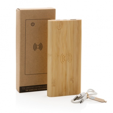 Logotrade reklaamkingitused pilt: Bambusest 8000 mAh 5W juhtmevaba akupank