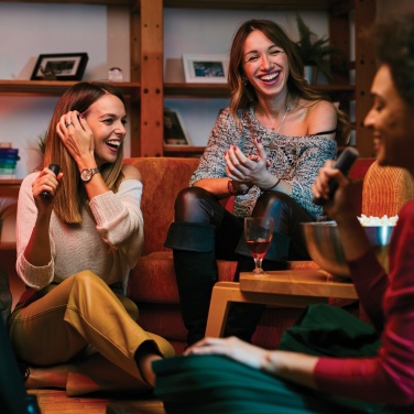 Logotrade reklaamtoote foto: Singvibe RCS taaskasutatud plastikust karaokekomplekt topeltmikrofoniga