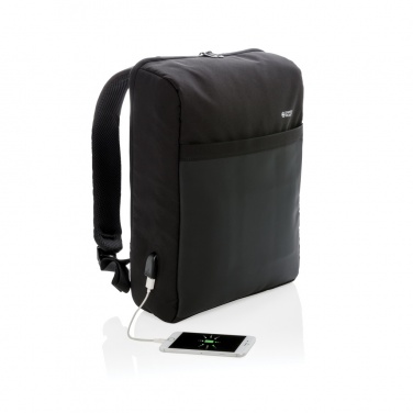 Logo trade reklaamkingituse pilt: Swiss Peak 15-tolline vargusvastane RFID ja USB seljakott PVC-vaba