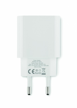 Logotrade reklaamkingid pilt: 20W 2-pordiline USB-laadija EU pistik