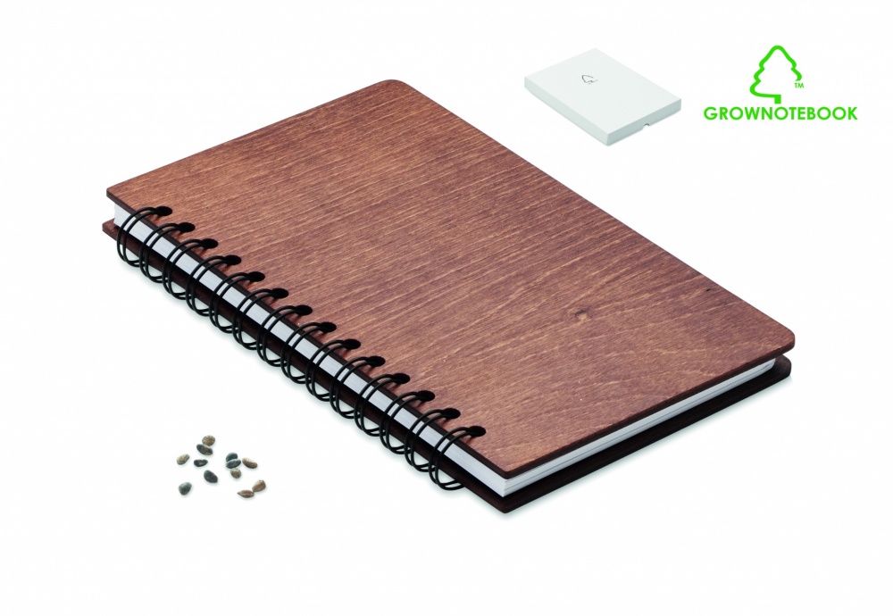 Logotrade meene foto: A5 kasepuidust märkmik GROWBOOK™