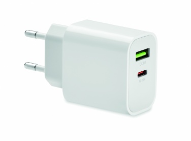 Logotrade ärikingitused pilt: 18W 2 pordiga USB laadija EU pistik