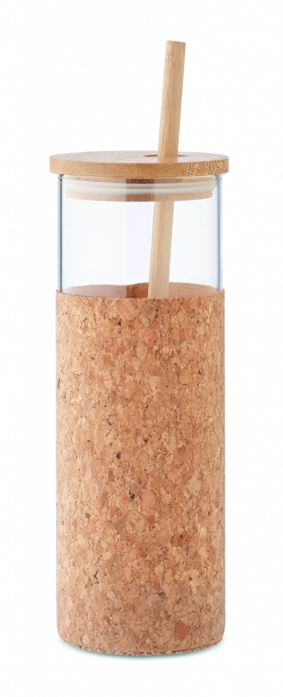 Logotrade meene foto: Korgist ümbrise ja bambusest kaanega joogitops, 450 ml