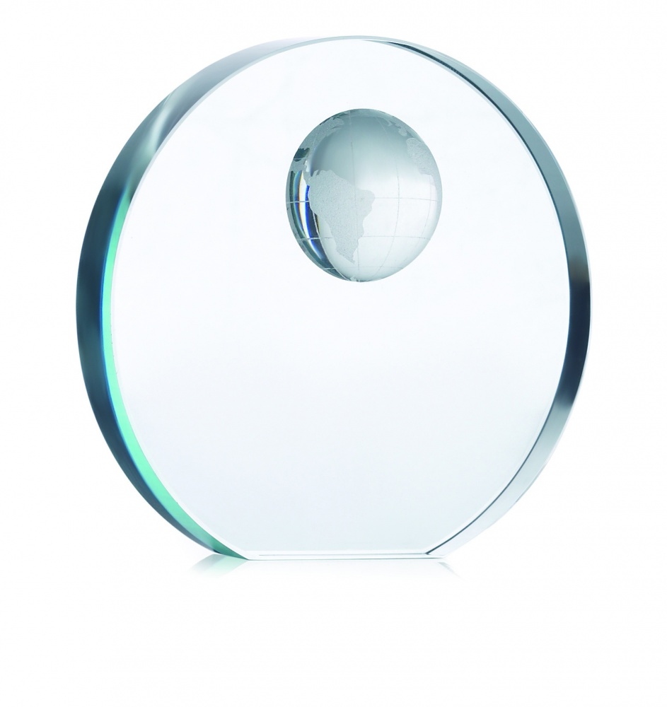 Logotrade firmakingituse foto: Maakera klaasist trofee
