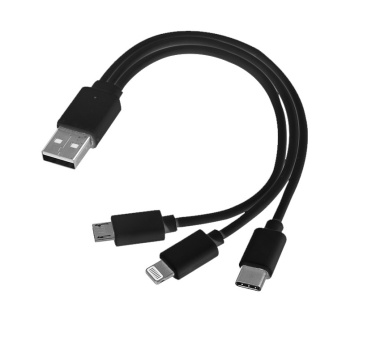 Logo trade reklaamkingi pilt: 3-ühes USB-kaabel c-tüüpi + mikro-USB + välk