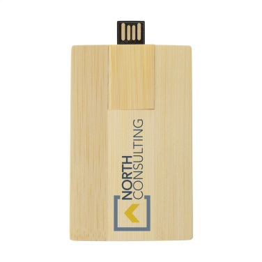 Logo trade meene pilt: Krediitkaardikujuline mälupulk bambusest 64 GB