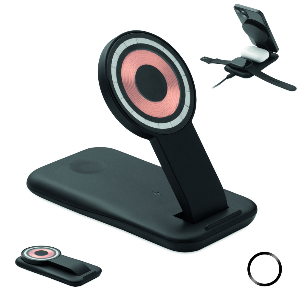 Logotrade ärikingi foto: 3-ühes juhtmevaba laadija 15W PENDOLESS