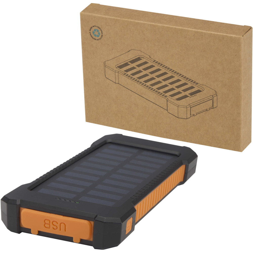 Logo trade reklaamkingid foto: Altair 5000 mAh 10W taaskasutatud plastist vastupidav päikesepatarei sisseehitatud taskulambiga