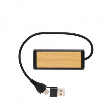 Logotrade liikelahjat kuva: Link RCS kaksoistulo USB-hub kierrätysmuovia ja bambua
