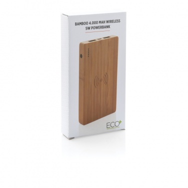 Logotrade liikelahjat mainoslahjat tuotekuva: Bamboo 4000 mAh:n langaton 5W varavirtalähde