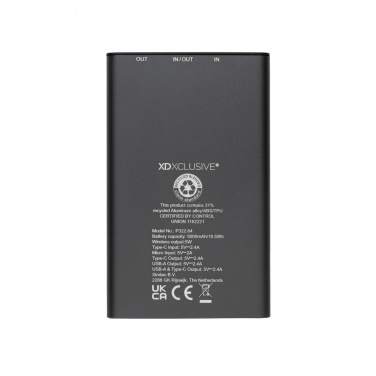Logo trade liikelahjat mainoslahjat kuva: Terra RCS alumiininen 5000 mAh 5w langaton varavirtalähde