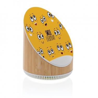 Logo trade mainoslahjat tuotekuva: Ovate bambuinen 5W kaiutin 15W langattomalla laturilla