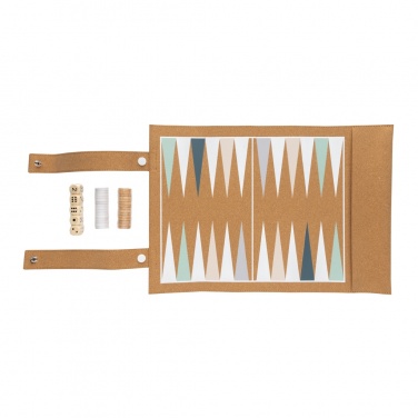 Logo trade mainoslahja ja liikelahja tuotekuva: Britton taitettava backgammon -ja tammipelisetti korkista