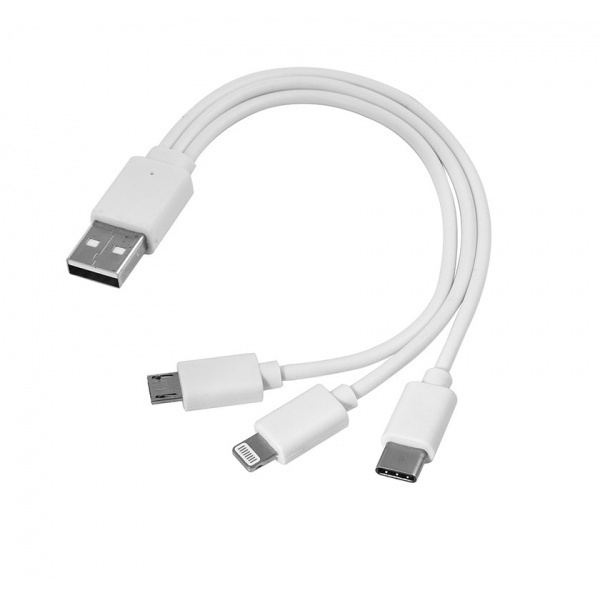 Logotrade mainostuote tuotekuva: 3 in 1 USB-kaapeli tyyppi c + micro USB + lightning
