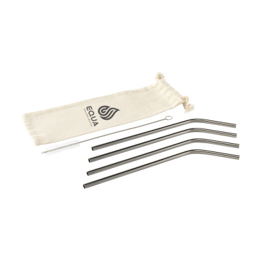 Logotrade liikelahja tuotekuva: ECO RVS 4 kpl ECO Straw Set ruostumattomasta teräksestä valmistetut pillit