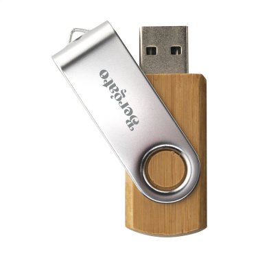 Logotrade mainoslahjat ja liikelahjat tuotekuva: USB Twist Bamboo 64GB