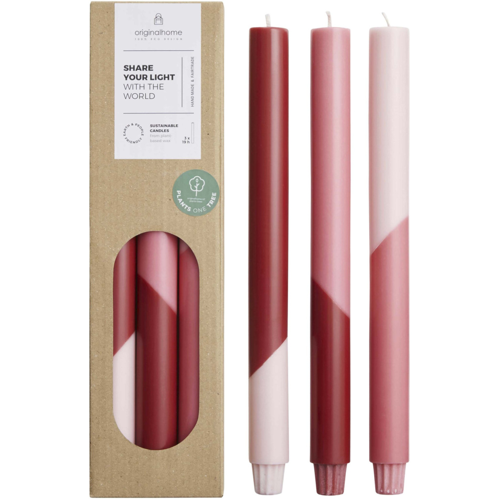 Logotrade mainoslahjat kuva: Originalhome Eden diagonaaliset kynttilät – 3 kpl:n setti