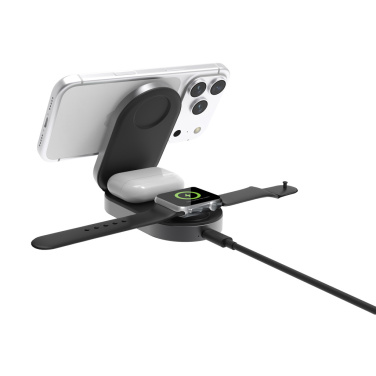 Logotrade liikelahja mainoslahja kuva: Quantum ultra-nopea 3-in-1 25 W taitettava langaton laturi