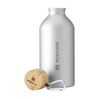 Logotrade reklaminės dovanos nuotrauka: AluBamboo GRS Recycled Alu 500 ml vandens butelis